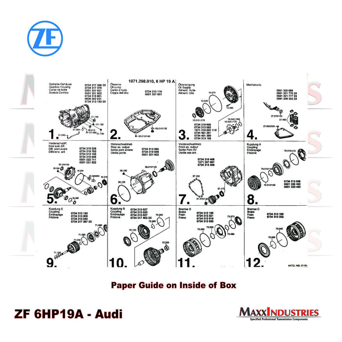 ZF6HP19A Transmission Overhaul Rebuild Kit 1071.298.010 fits many AUDI 2003-11