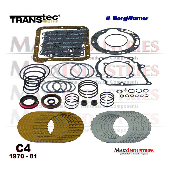 1970-81 C4 Transmission Rebuild Master Kit with Borg Warner Clutches and Steels