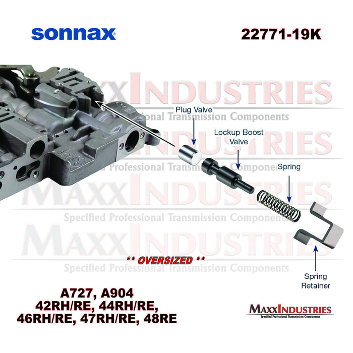 Sonnax 22771-19K Oversized Lockup Boost Valve Kit 42RE,42RH,46RE,46RH,47RE,47RH