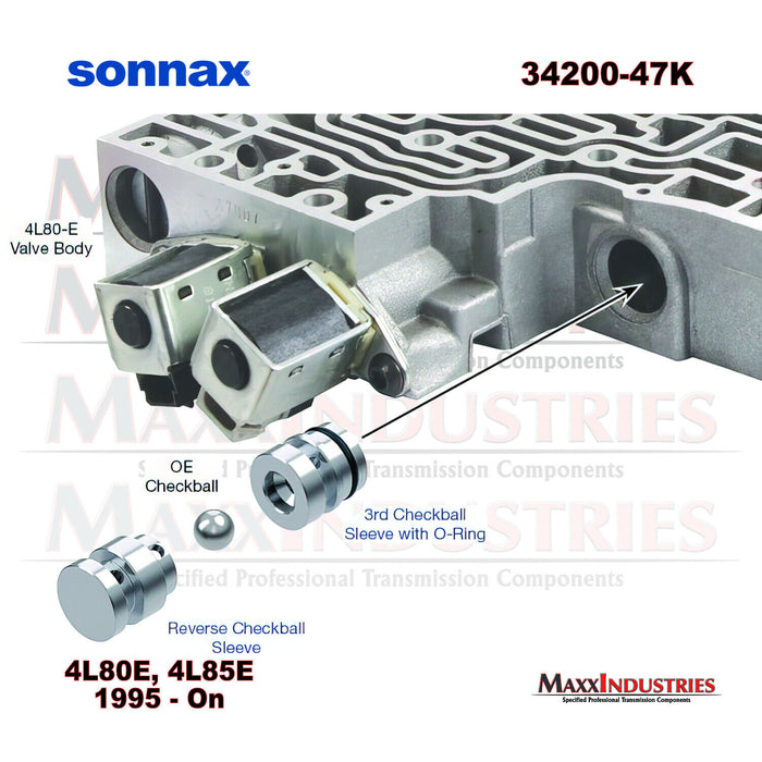 Sonnax 34200-47K Transmission 3rd & Reverse Checkball Sleeve Kit 4L80E 95-18
