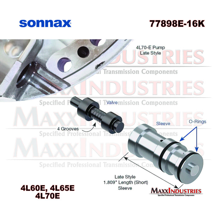 Sonnax 77898E-16K Boost Valve Kit 4L60E 4L65E 4L70E Late pump design, .472" dia