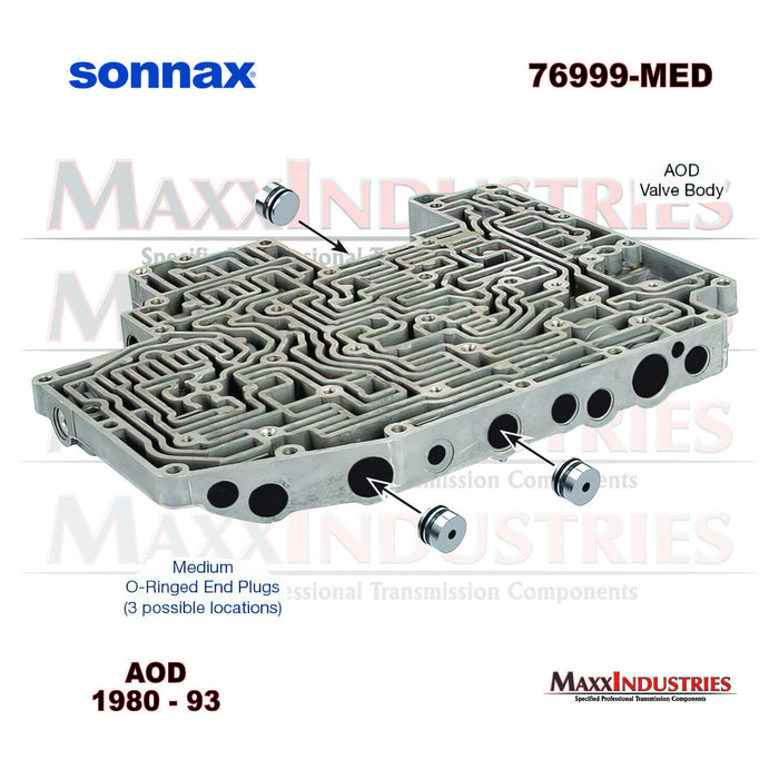 Sonnax 76999-MED Transmission End Plug Kit (O-Ringed) (Medium) AOD 80-93