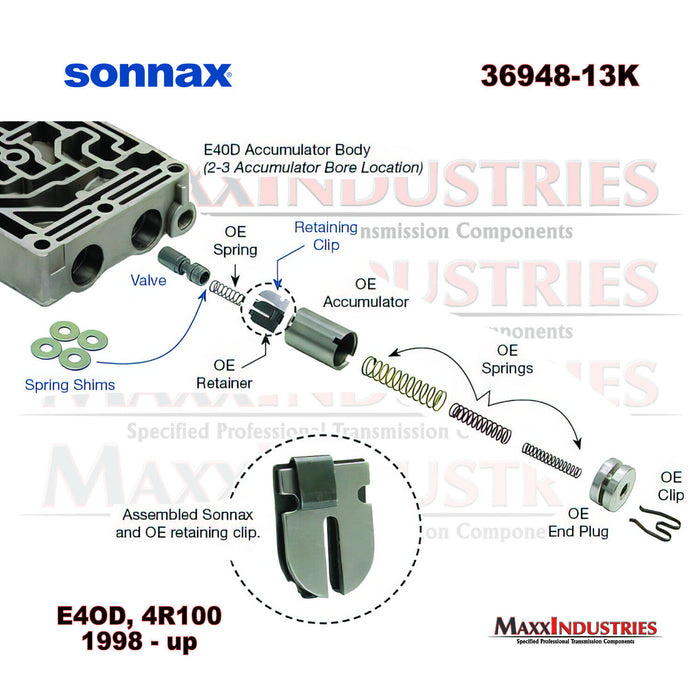 Sonnax 36948-13K Transmission Valve Kit, Accumulator Regulator (1-2 & 2-3)