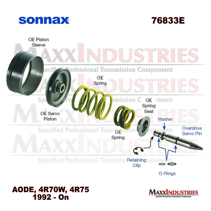 Sonnax 76833E Transmission Overdrive Servo Pin (Includes Washer & O-Rings)