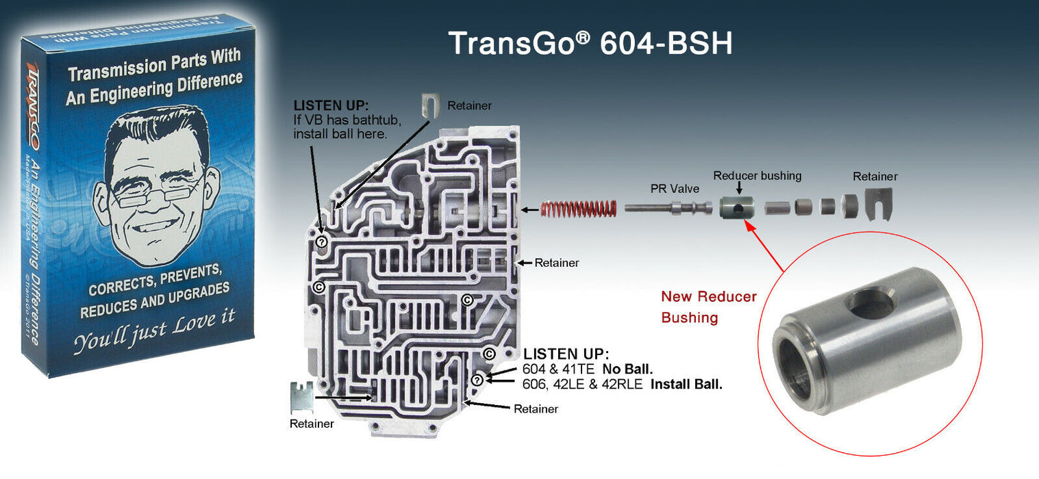 TransGo 604-BSH New Reducer Boost Bushing A604 604 A606 606 42LE 40TE 41TE 41AE