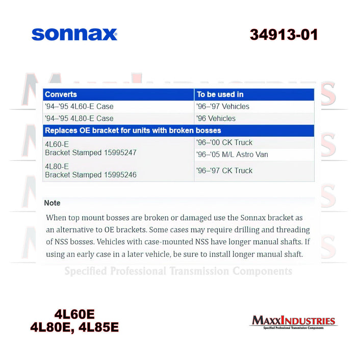Sonnax 34913-01 Shift Cable Mount Bracket  4L60E, 4L80E, 4L85E