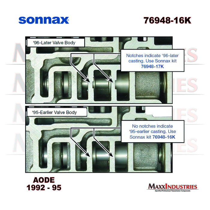 AODE Pressure Regulator & Boost Valve Kit -OVERSIZED- Sonnax 76948-16K 1991-1995