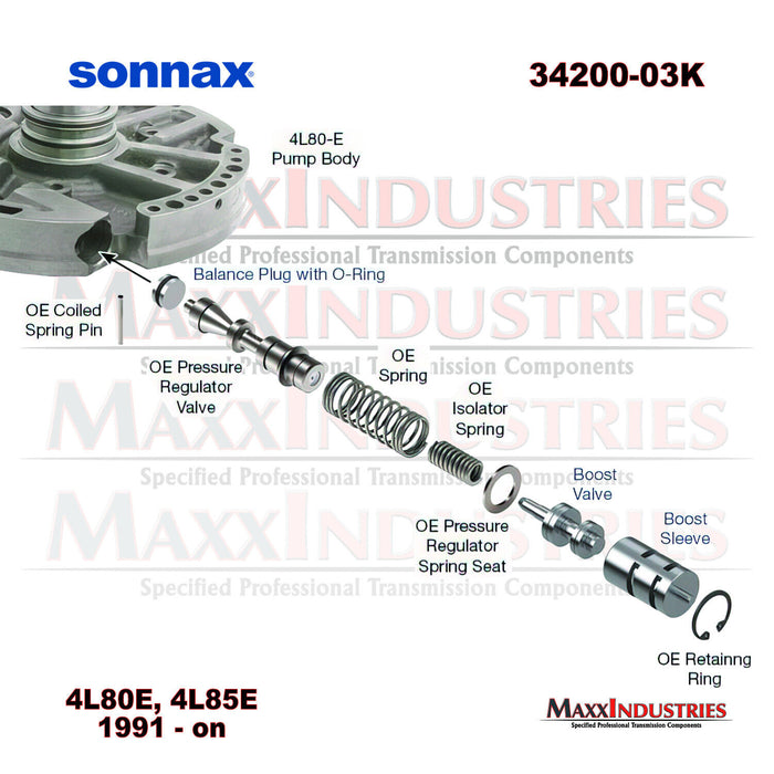 Sonnax 34200-03K Transmission Boost Valve & Sleeve Kit (Factory Style) 4L80E