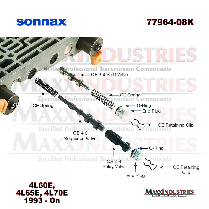 Sonnax 4L60-E, 4L65-E, 4L70-E 3-4 Relay O-Ringed End Plug Kit  77964-08K