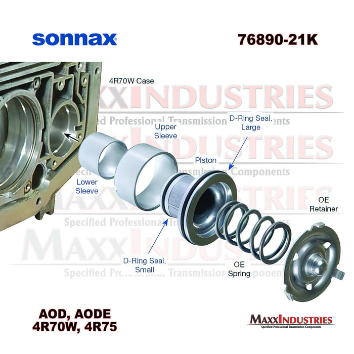 Sonnax 76890-21K Transmission 2-3 Accumulator Piston & Sleeve Kit 4R70W 4R75W