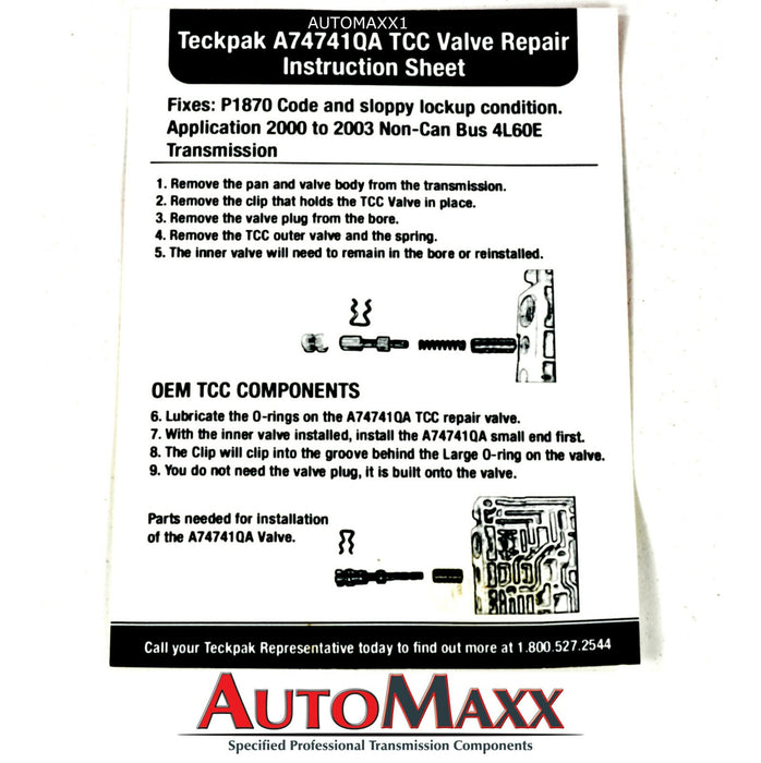 2000-03 4L60E 4L65E TCC Valve Repair Kit from TeckPak A74741QA