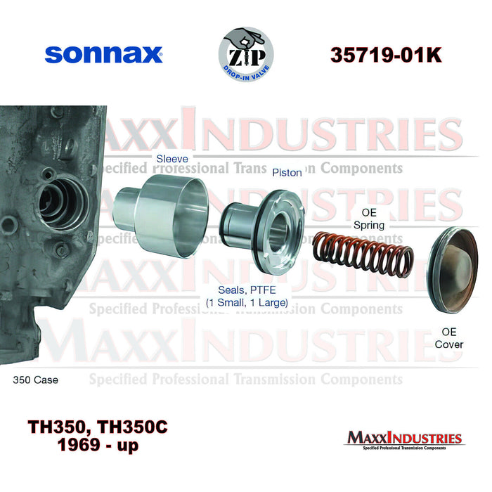 Sonnax 35719-01K Transmission 1-2 Accumulator Sleeve & Piston Kit TH250C TH350