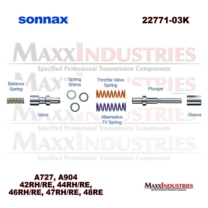 Sonnax 22771-03K Transmission Throttle Valve Kit 48RE A500 A518 A618 03-18