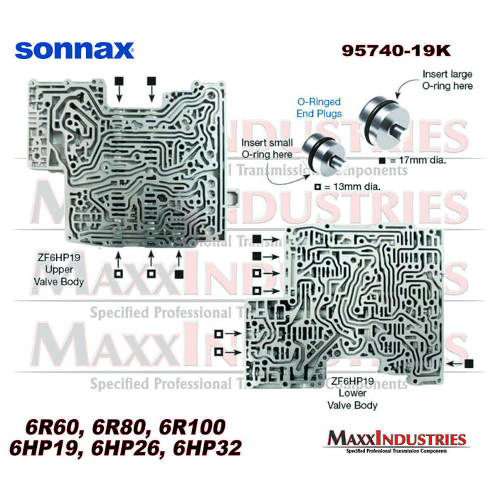 6R60 6R75 6R80 6R140 Ford  and -ZF6HP- O-Ringed End Plug Kit Sonnax 95740-19K