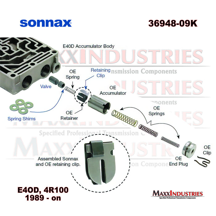 4R100 E4OD Transmissions 3-4 Accumulator Control Valve Kit Sonnax 36948-09K